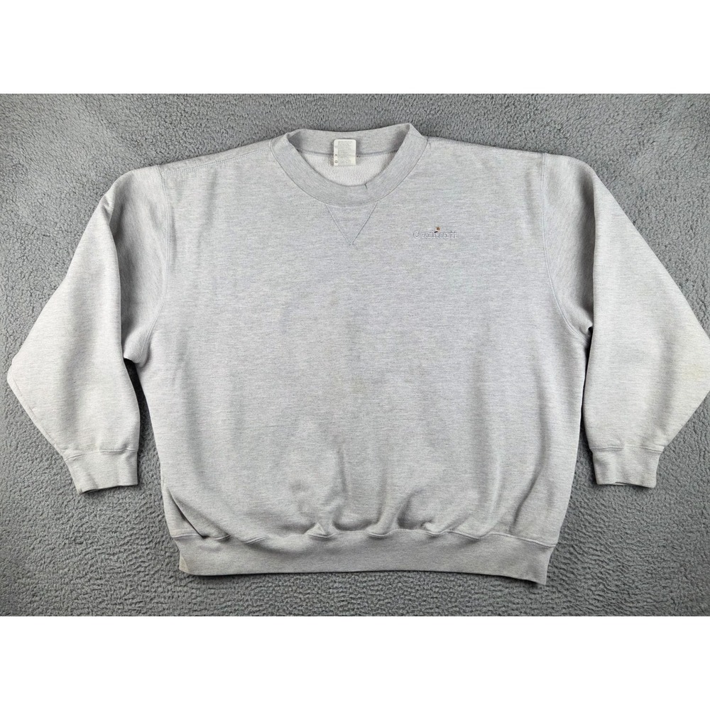 Carhartt Crewneck Sweatshirt Pullover Mens 4XL Gray‎ K133 Vintage Thick
